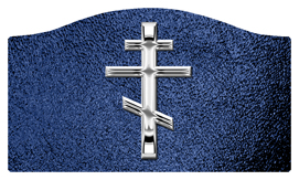 DASHELL-519-SL-SH-BL Silver Orthodox Cross Shimmer Blue Background